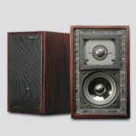 Audio Space LS-3/5A Monitor Speaker in wood finish, detailed front and back view
